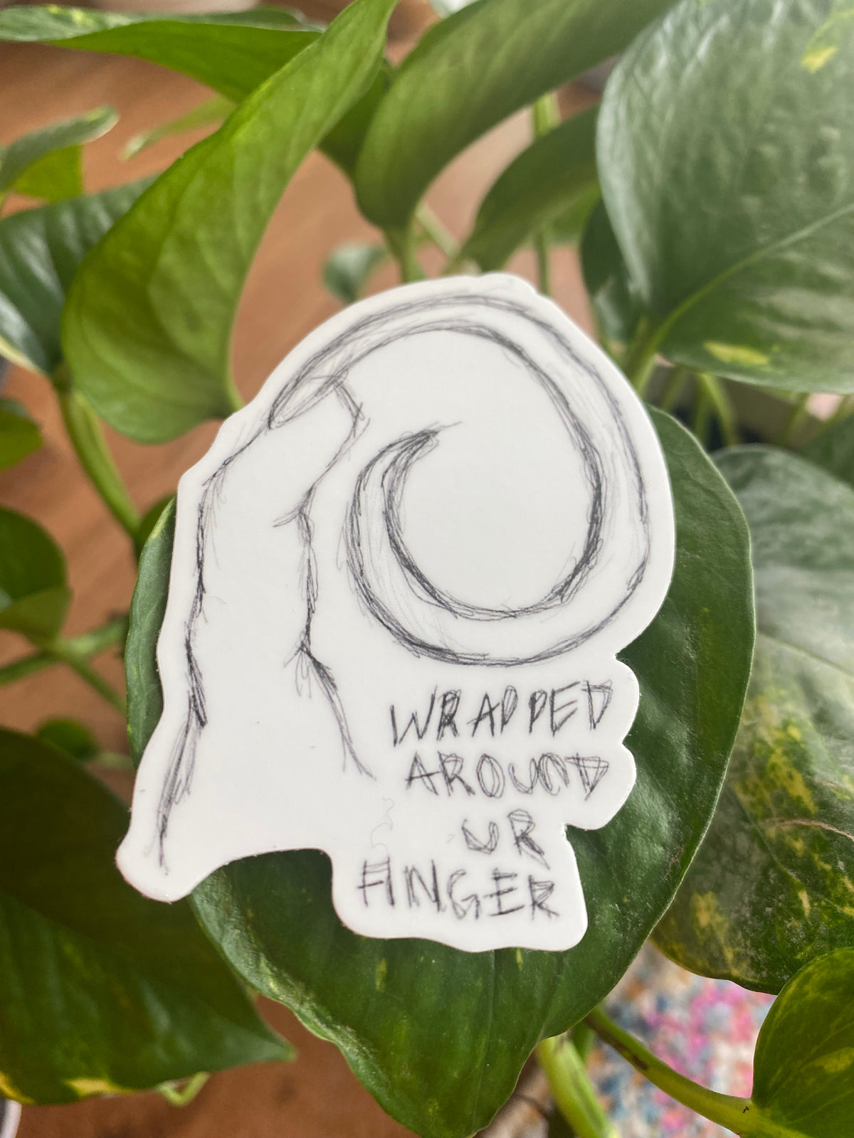 Wrapped Around Tag Sticker Wrapped Around Ur Finger Sticker – Hail Mary Clothing