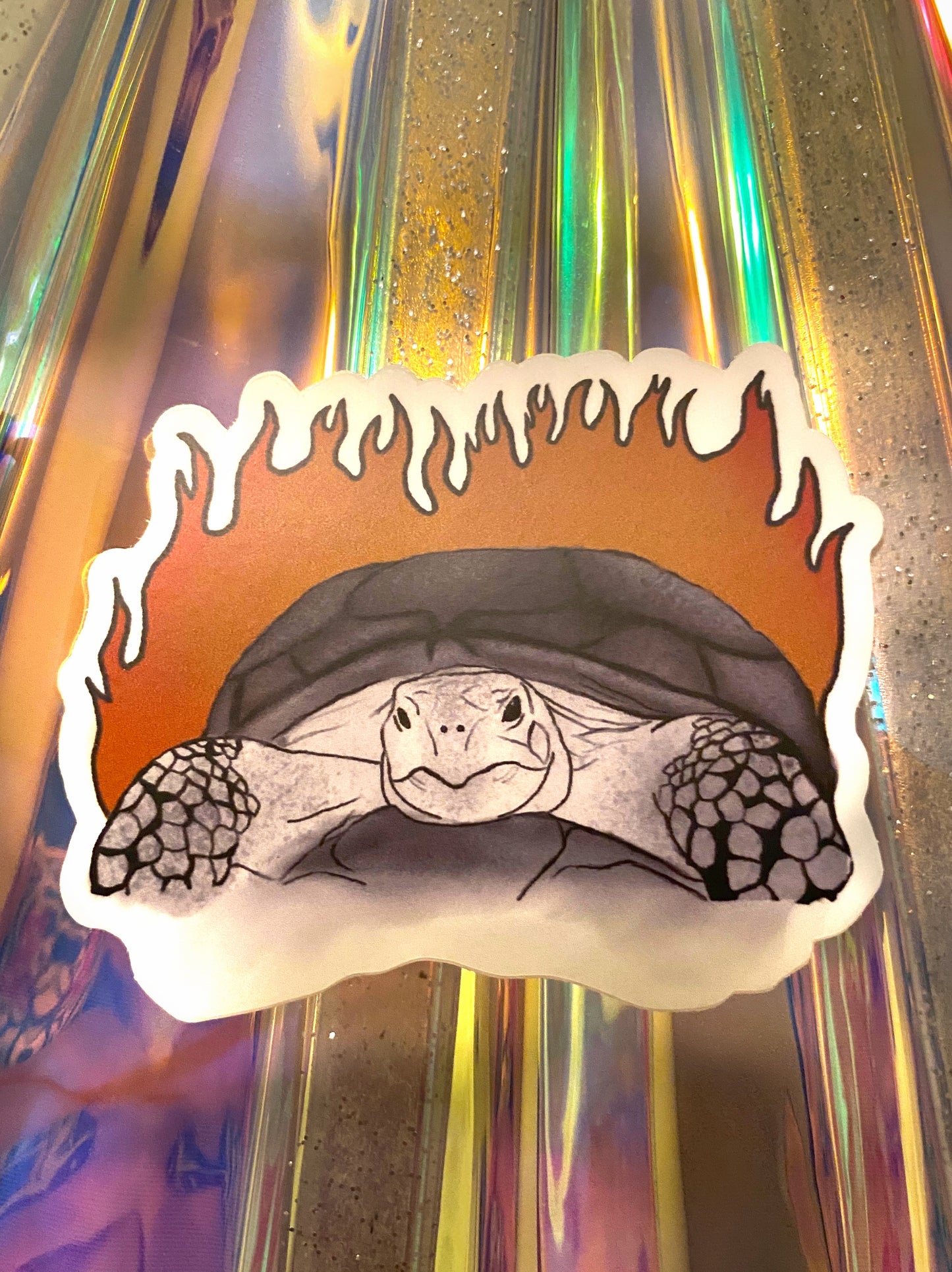 Flaming Tortoise Sticker